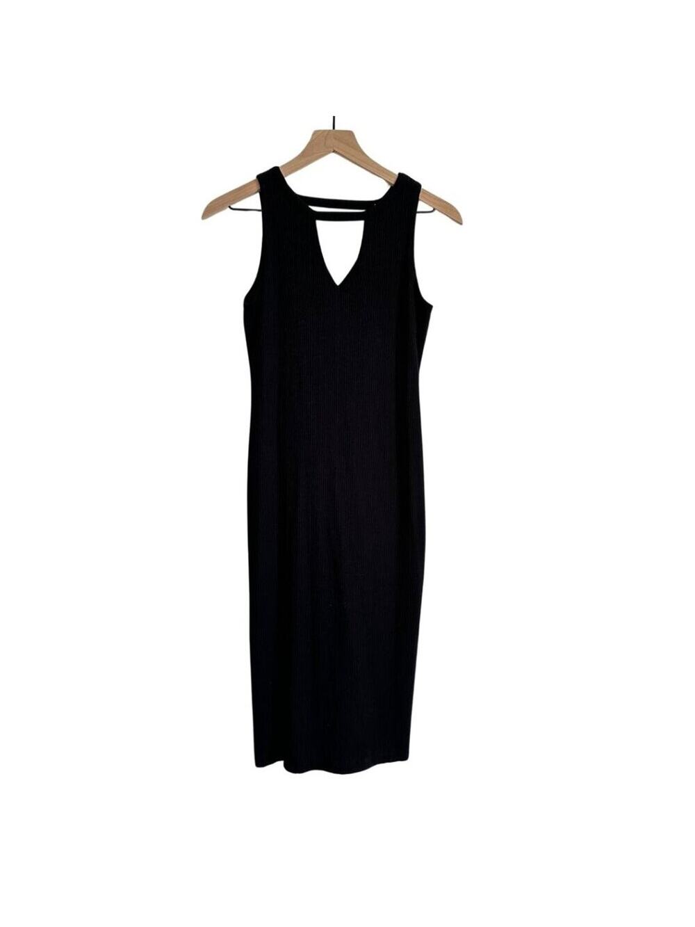 Sen Pencil V Neck Cotton Dress Black S